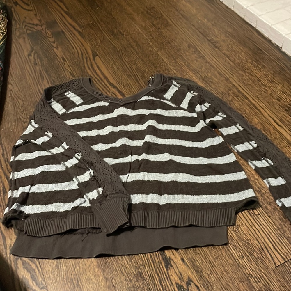 Free People brown blue stripe sweater